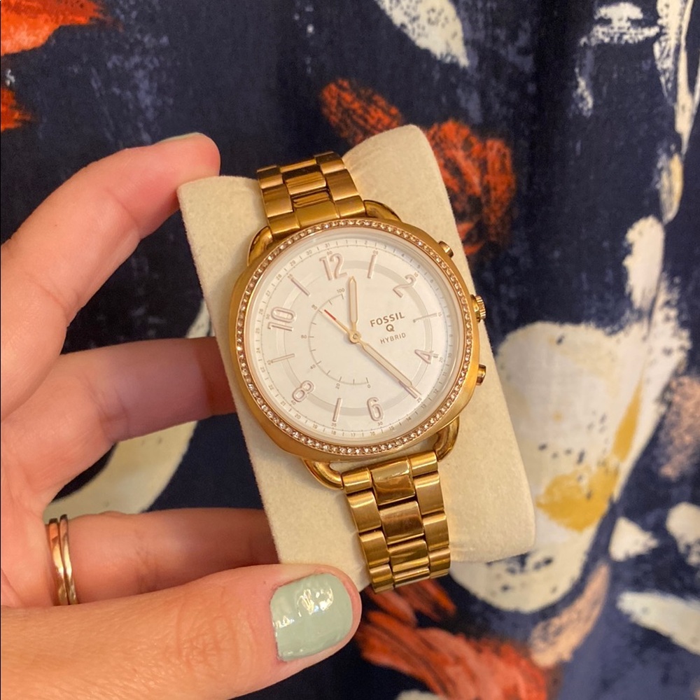 Fossil Rose Gold-Tone Watch with White Dial